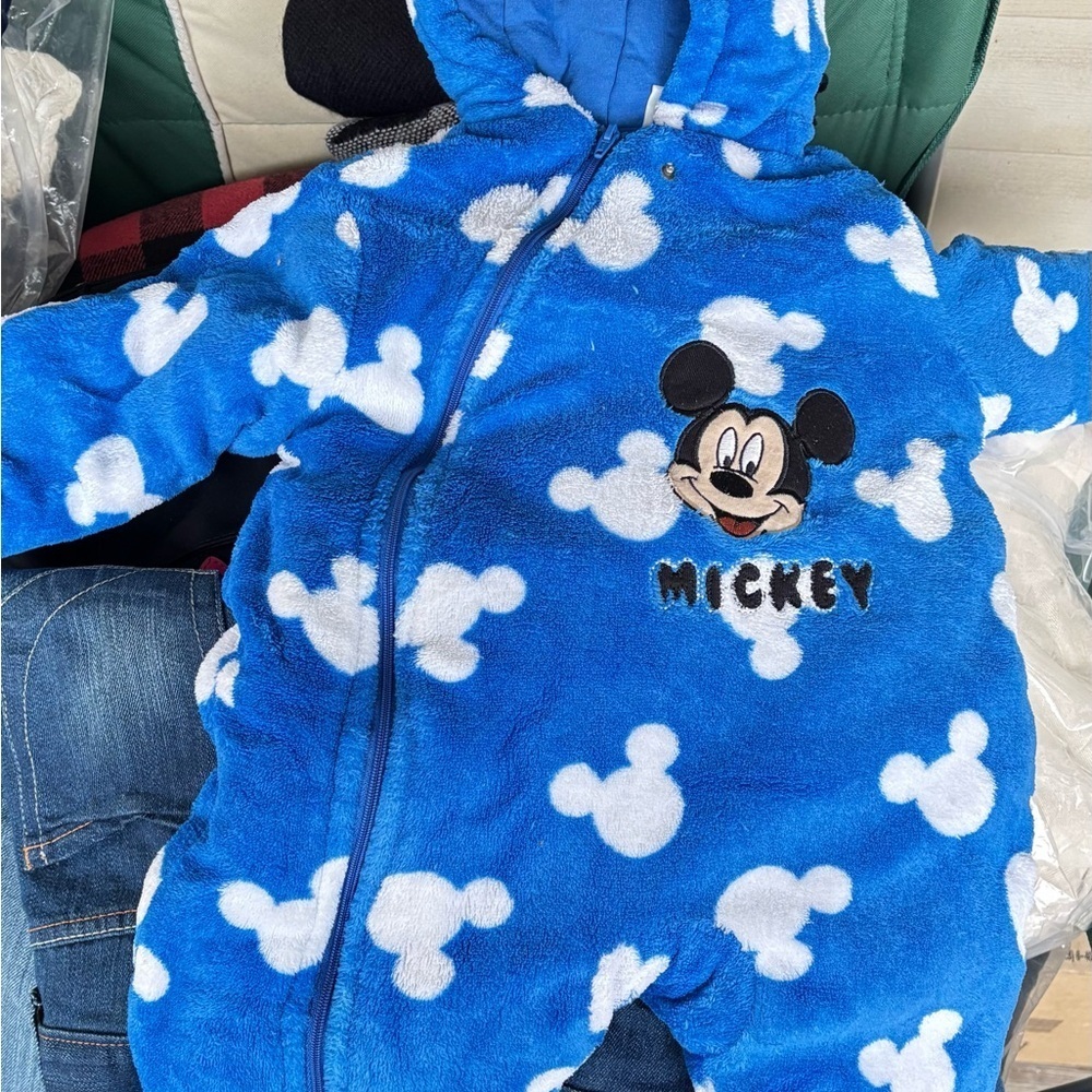 Disney Mickey Mouse Blue and White Kids Footie - Picture 11 of 12